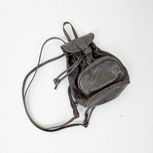 Faux Leather Mini Backpack Pockets Straps Knapsack Pouch Small Rucksack Handbag